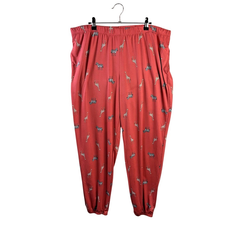 Women's Pajama Pants XL Apricot with Zebra & Giraffe Print